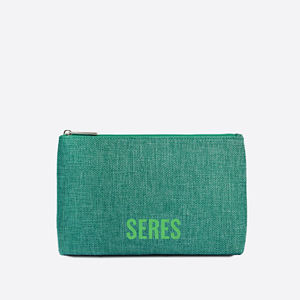 Pochette cosmétique personnalisable en tissu naturel de qualité supérieure avec fermeture éclair, organiseur de beauté multi-usages, cadeau promotionnel 8.5x5.5x2.25 - Product Image 2