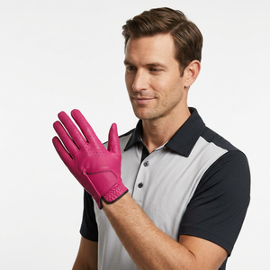 Gants de golf professionnels pour hommes, cuir d'agneau de haute qualité, cuir véritable, blanc, noir, poignées antidérapantes, protection de la paume, Nayab - Product Image 1