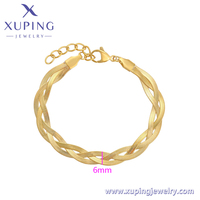 T000946005 Bijoux Xuping Bracelet tendance homme en acier inoxydable plaqué or 14K avec chaîne serpent trois torsades