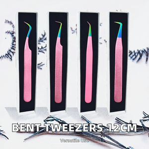Pinzas para Pestañas de Acero Inoxidable Curvadas de 12.3cm, Puntas para Extensión de Pestañas, Uñas, DIY, Logotipo Personalizado - Product Image 2