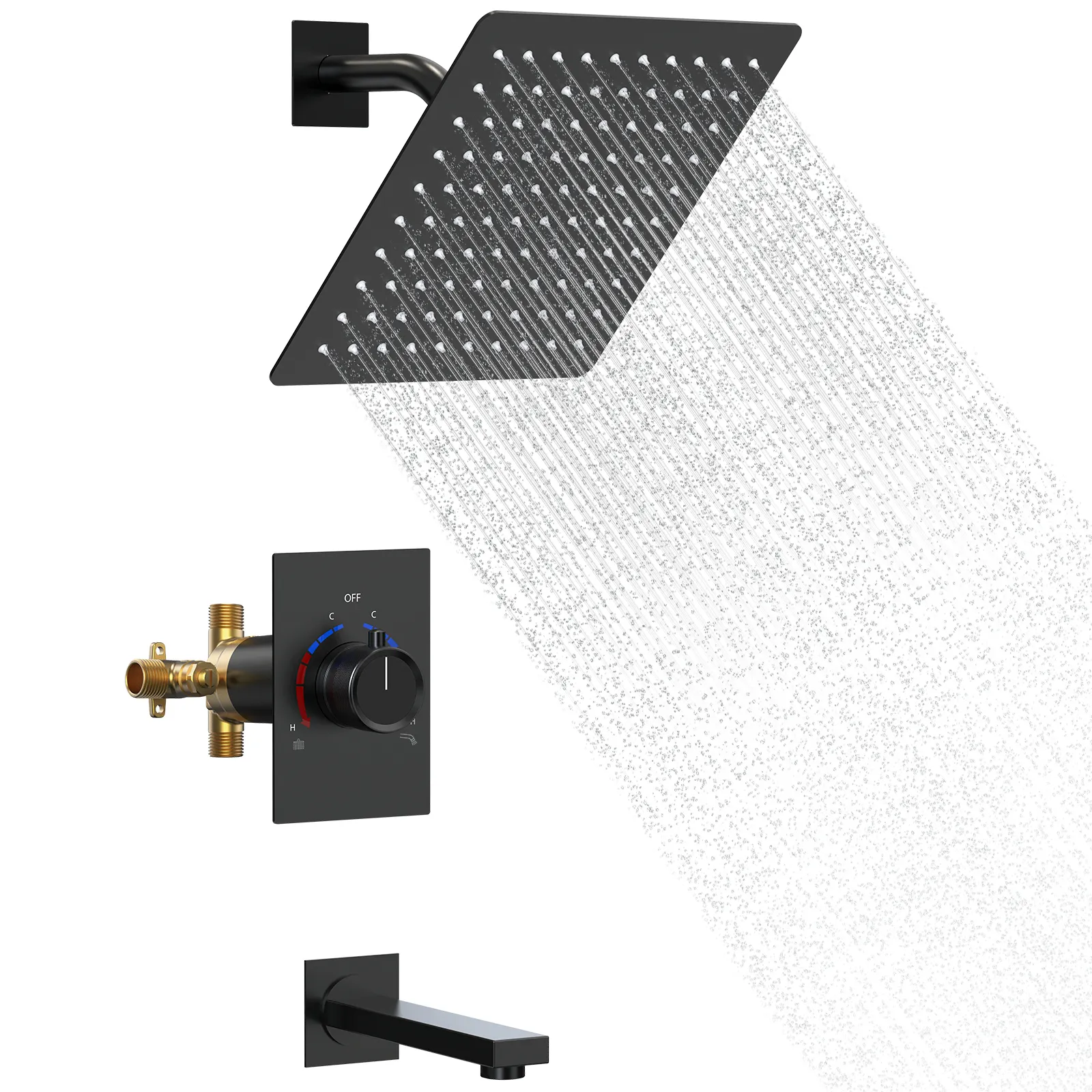 EVERSTEIN USA magazzino 48 ore di consegna doccia soffitto pioggia cascata tenda pioggia spray massaggio quadrato smart doccia