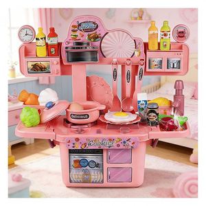 Centro de Cocina de Juguete de Plástico para Niños, Mesa de Chef de Simulación, Refrigerador, Grifo, Armario, Utensilios, Juego Educativo para el Crecimiento y la Interacción Padre-Hijo - Product Image 4