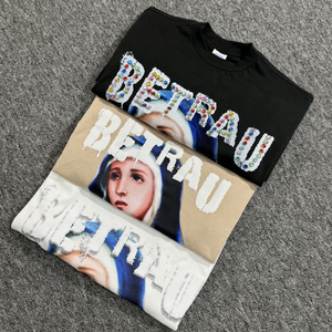 100% algodón escote estrecho peso pesado personalizado diamantes de imitación de gran tamaño camisetas para hombres liso cuadrado hombro caído camisetas en blanco - Product Image 3