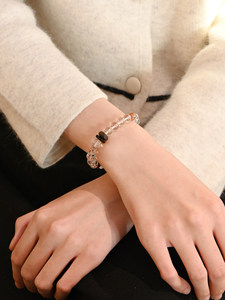 Bracelet en perles de cristal blanc naturel original Shanyu [Zhiguan Mingjing] pour femmes - Noir-Or Super Sept Apaisant Émotionnel - Product Image 4
