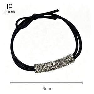 IFOND Coletero <span class=keywords><strong>de</strong></span> Doble Capa con Brillantes y Pedrería, con Banda Elástica que No Daña el Cabello, para Mujeres y Niñas, Accesorio para el Cabello para Uso Diario y Fiestas, OEM ODM - Product Image 3