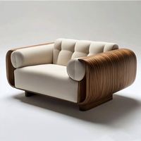 Hochwertige Handgefertigte Umweltfreundliche Massivholz Teakholz Moderne Freizeit-Sofa Chaiselongue Esszimmerstuhl Abnehmbarer Bezug Hotel Villa