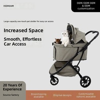 Poussette pour animaux de compagnie légère, pliable automatiquement en une seule touche, pour chats et chiens, avec cadre en alliage d'aluminium et grande capacité
