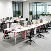 Bureau de travail moderne au design épuré avec plateau en MFC, tiroirs et cloison d'intimité pour ordinateur et table d'étude