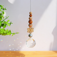 Manik-manik Kayu Buatan Tangan Kristal Suncatcher Hiasan Gantung Pembuat Pelangi Dekorasi Jendela untuk Rumah