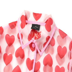 Impermeabile da <span class=keywords><strong>donna</strong></span> con Design moderno lungo impermeabile, grazioso Film in TPU alla moda con stampa a cuore per escursioni all'aperto, impermeabile - Product Image 5