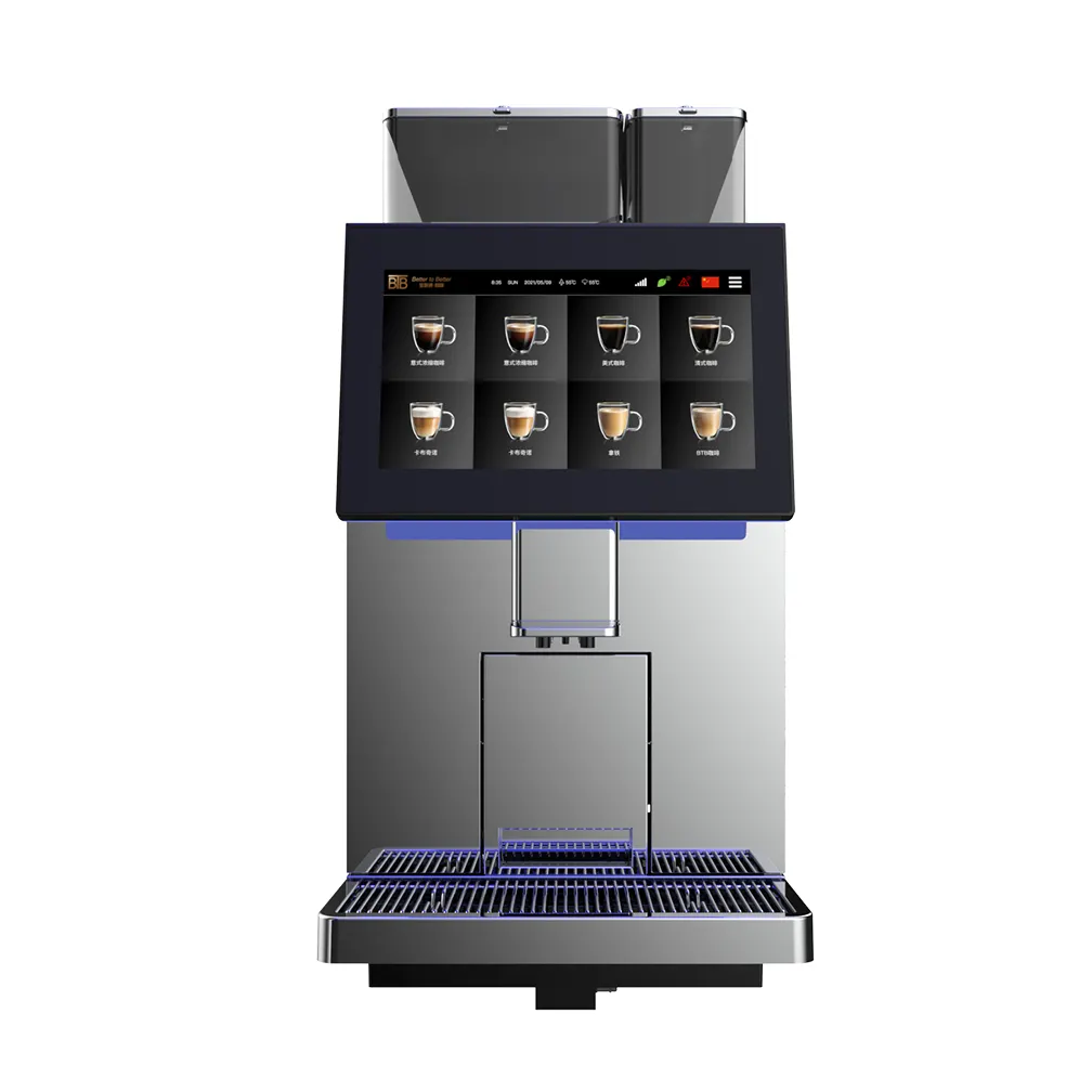 جهاز صنع القهوة بالجملة عالي الحجم تجاري من شركة OEM غلاية من مجموعتين ماكينة صنع قهوة آلية للكابتشينو