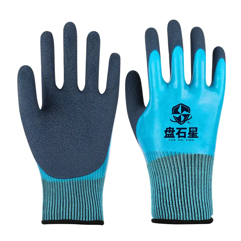 garden anti-skid Thickened double latex layer coated gloves industrial latex safety glove