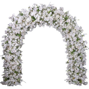 Arco de flores de seda en forma de U de alta calidad, rojo y rosa, para telón de fondo de boda, elegante arco de boda - Product Image 6