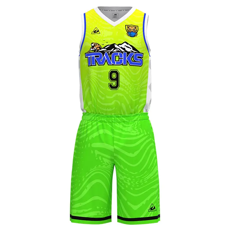 Fluor zierende grüne benutzer definierte Team College Design Großhandel Basketball Uniformen Hemden Basketball Uniform Trikots für Männer