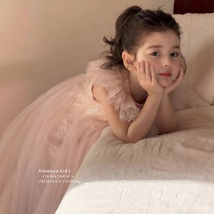 Collezione Estiva 2026: Lussuoso Abito da Bambina in Misto Cotone con Perline e Paillettes, Maniche a Volant, per Compleanno Principessa - Product Image 4