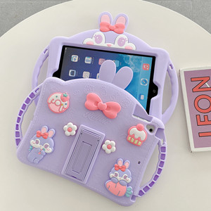 เคสแท็บเล็ตซิลิโคนรูปกระต่ายและแมวน่ารักสำหรับ iPad Air Pro 10 Gen 6 10. 9นิ้วฝาครอบรูปโบว์ดอกไม้2025ตัวยึดโชคดีแบบทำมือ - Product Image 3