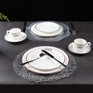 Lot Vaisselle Restaurant en Gros avec Logo Personnalisé Assiette à Steak Blanche Résistante à la Chaleur Tasse à <span class=keywords><strong>Café</strong></span> en Céramique Hôtelière Personnalisable avec Logo - Product Image 2