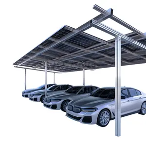 Penjualan terlaris aluminium Solar sistem pemasangan Carport 10kw sistem pemasangan Solar strcute Carport parkir Shed