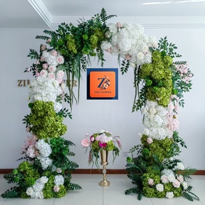 Arco Floreale in Seta di Ortensie Bordeaux <span class=keywords><strong>alla</strong></span> <span class=keywords><strong>Moda</strong></span> per Matrimoni e Feste, Decorazione Metallica di Alta Qualità per Natale - Product Image 2