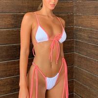 Maillots de bain string à dos froncé extrêmement sexy 2022, bikinis, logo personnalisé, micro maillots de bain, vêtements de bain pour femmes