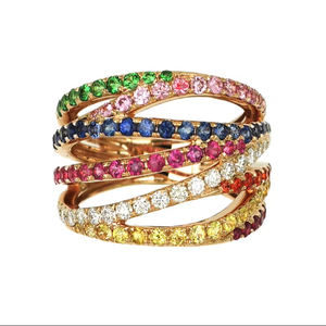 Fashion stainless steel vacuum-plated 18k gold splicing ring three-color splicing <b>bracelet</b> <b>stacked</b> plain ring women's - Product Image 1