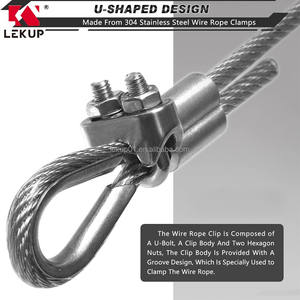 LEKUP Vente d'usine – Fixation <span class=keywords><strong>en</strong></span> U <span class=keywords><strong>en</strong></span> acier inoxydable 304, 5/16 pouces, M8, pour câble métallique, <span class=keywords><strong>en</strong></span> stock - Product Image 5