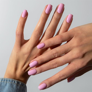 <span class=keywords><strong>Faux</strong></span> <span class=keywords><strong>ongles</strong></span> <span class=keywords><strong>courts</strong></span> carrés en ABS de style français, couverture complète, rose, amovibles, avec colle, 24 pièces, vente en gros, emballage OEM/ODM - Product Image 1