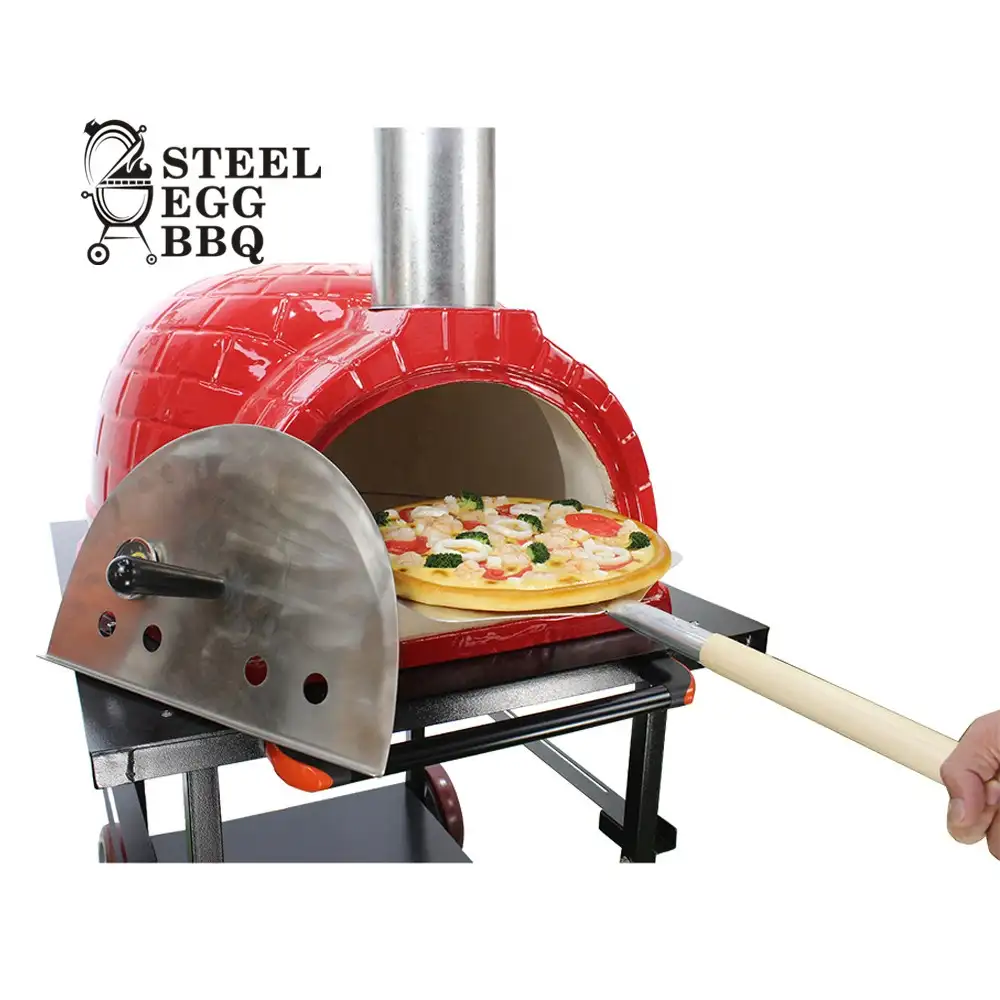 2020 SEB KAMADO/ACIER OEUF BBQ four rouge intérieur extérieur forno par pizza legno, 26 pouces fours à pizza au feu de bois à vendre