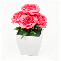 Fournisseur Professionnel de Mini-Bonsaïs de Roses Artificielles Réalistes, Plantes en Pot de Fleurs en Soie Personnalisées, Style Nordique, Fait Main, Thanksgiving