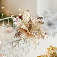 Großhandel Glitzer-Weihnachtssterne Künstliche Weihnachtsblumen-Ornamente Pailletten Christbaum-Dekorationen Blumen für Feiertagsparty-Dekoration