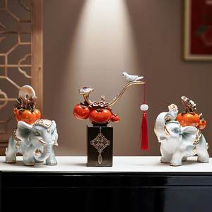 Tout le meilleur ornement d'éléphant chanceux, une paire de nouvelle entrée de style chinois, meuble TV de salon, décoration de bureau - Product Image 3