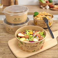 Contenants jetables en papier kraft pour nouilles instantanées, tasses à soupe chaude, bols à salade avec couvercles