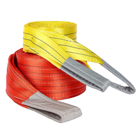 Sangle de levage robuste en toile plate 5 tonnes, rouge, en polyester, avec manchon résistant à l'usure pour la manutention de charges et la construction