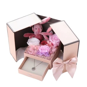 Luxury Customized Logo Double Door Eternal Flower Gift Box Luxury Bridesmaid Souvenirs Gift Box Packaging Jewelry Perfume Box