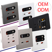 86 tipe 20W soket dinding USB pengisian cepat Panel sakelar kompatibel Android Apple 2 kabel Data tipe-c untuk sakelar ponsel