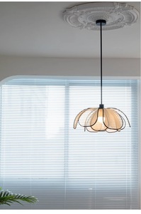 Lustre moderne en cristal LED avec cadre en bois, montage en surface, couvercle en acrylique, IP44, 3500K blanc chaud, CRI80, garantie de 3 ans - Product Image 1