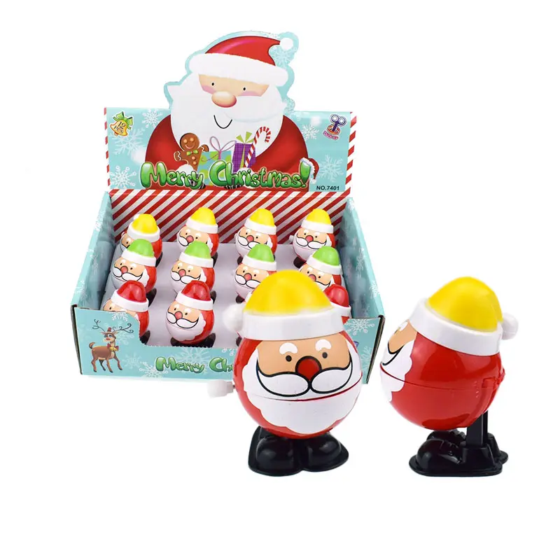 Customized 12 PCS PVC Plastic Santa Claus Snowman Cartoon Action Figure Wind-up Toys Party Gift For Kids Christmas Gifts