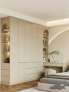Armoires sur mesure <span class=keywords><strong>pas</strong></span> chères avec portes battantes, armoire moderne en bois pour chambre à coucher avec penderie - Product Image 6