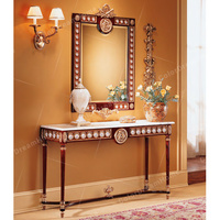 Table console en bois sculptée à la main de style classique traditionnel avec meubles de salon en miroir élégant