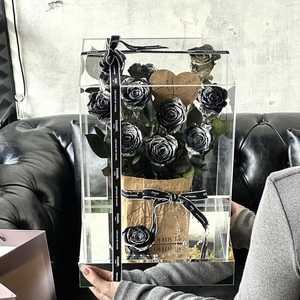 ของขวัญวันวาเลนไทน์ ดอกกุหลาบนิรันดร์สดชื่น ทำมือ บรรจุในกล่องอะคริลิคทรงสี่เหลี่ยม สำหรับวันรับปริญญาและปีใหม่ - Product Image 6