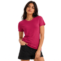 T-shirt pour femme 100% coton, col rond, manches courtes, couleur unie, respirant, jersey tricoté décontracté, coupe régulière, 190g
