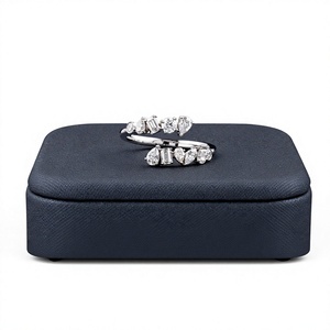 14K White Gold Mixed Cut Lab Grown Diamond Open Wrap <b>Ring</b> - Product Image 1