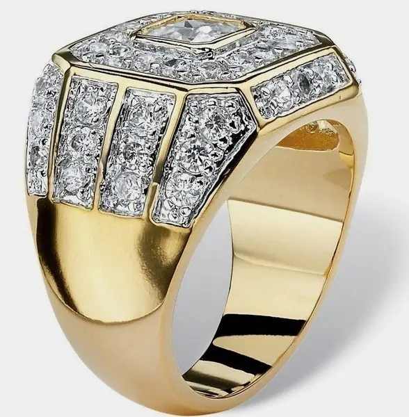 Luxus europäische und amerikanische Männer vergoldet Full Diamond Alloy Ring Großhandel Retro Männer Wild Personality Ring