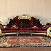 Canapé capitonné en tissu de haute qualité, design européen, en bois massif sculpté à la main, finition feuille d'or, style vintage américain pour appartement