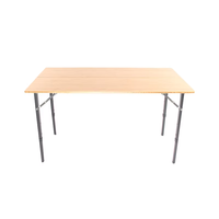 Leichter Moderner Zweifach Faltbarer Bambus-Aluminium-Tisch mit Verstellbarer Höhe für Outdoor-Dining, Camping, Picknick und Hotel