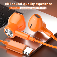 Earphone Tipe-C Berkabel untuk Ponsel Android dengan Remote Bawaan untuk Mengontrol Musik & Volume Panggilan