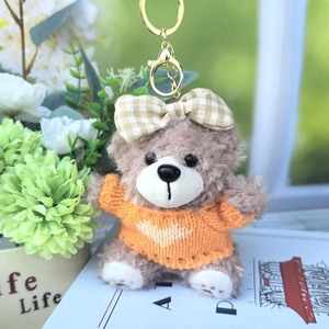 Porte-clés ours en peluche avec <span class=keywords><strong>pull</strong></span> tricoté et nœud, adorable breloque <span class=keywords><strong>de</strong></span> sac en forme d'animal en peluche pour femme, accessoire pour clés <span class=keywords><strong>de</strong></span> voiture - Product Image 6