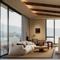 Furnitur Kombinasi Ruang Tamu, Kamar Tidur, Ruang Makan, Apartemen, dan Homestay Gaya Wabi Sabi dari Kayu Oak Modern yang Dapat Disesuaikan, 57