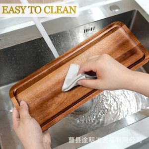 Solid Wood <b>Tray</b> Rectangular Natural Color For Home Coffee <b>Tea</b> Cake Party Serving - Product Image 4
