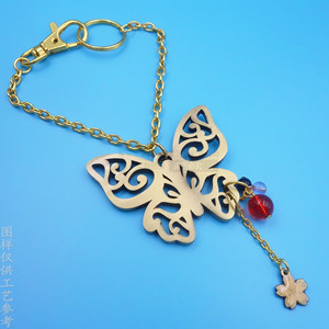 Porte-clés papillon en métal ajouré couleur bronze, cadeau portable pour la publicité et la promotion d'entreprise - Product Image 2